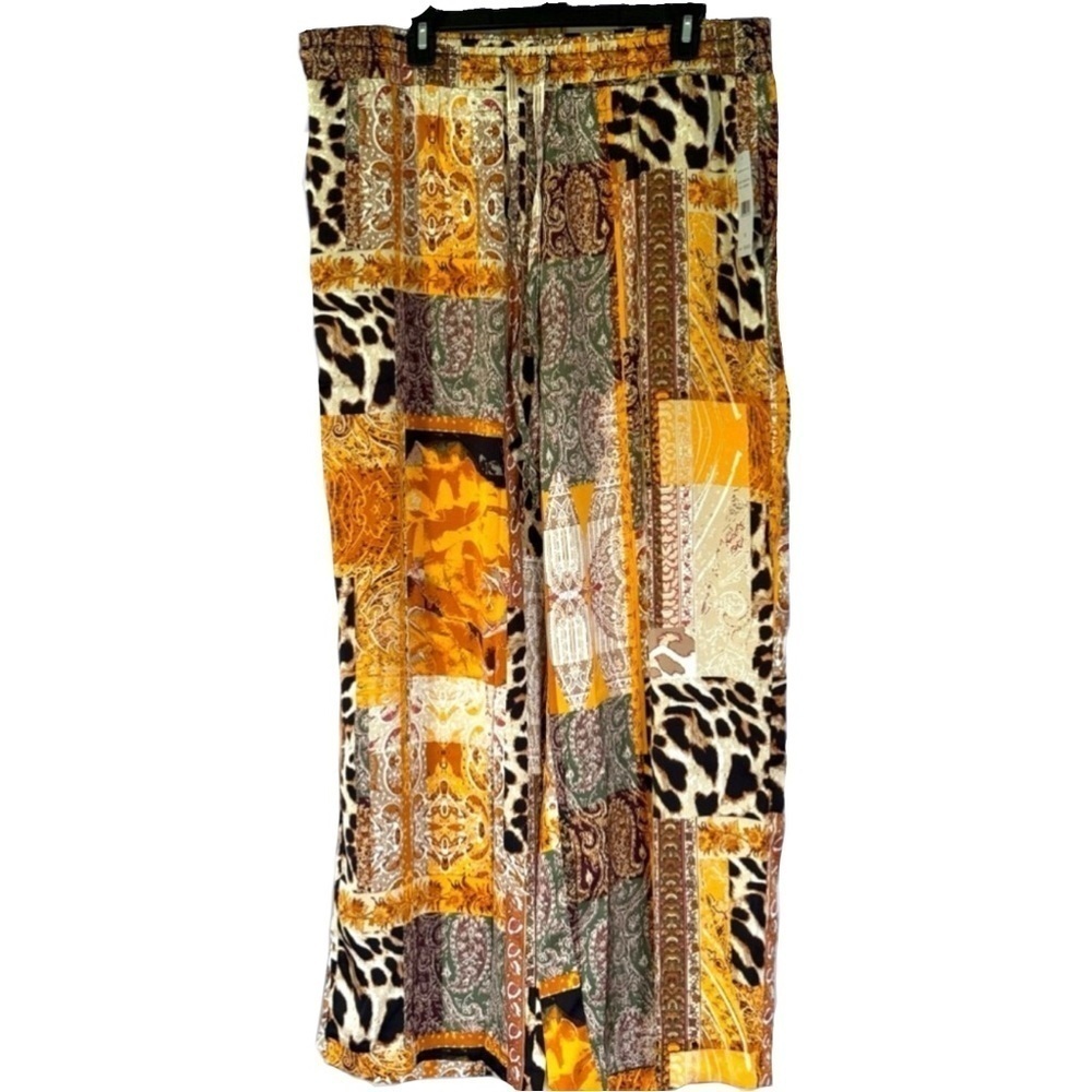 RAFAELLA NWT women’s plus size golden glow patterned flowy wide leg pants